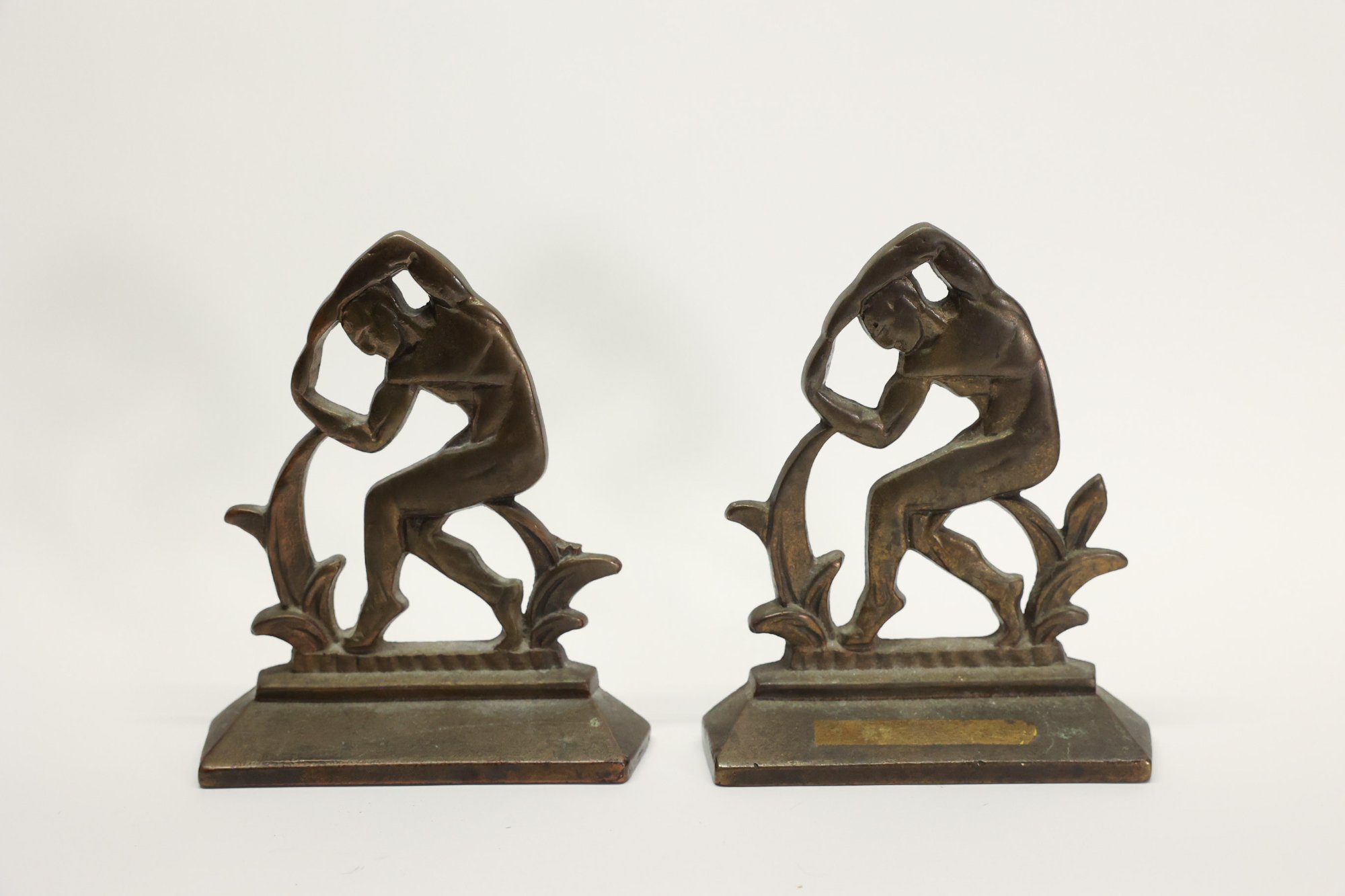 Pair Art Deco Strong Man Bookends